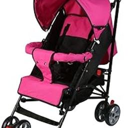 INFANTO Zippy Buggy Baby Stroller / Pram for kids / infants 0 to 3 Years, Newborn/Toddler | 5 Point Safety Harness | Large Storage Basket | Baby Stylist Stroller for Boy & Girl | Lockable Swivel Wheels with Suspension | Rear Brakes | 360° Swivel Wheels-S11-PINK-17