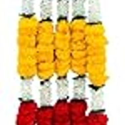 Angna Tales Artificial Marigold Flower Garland for Decoration | Multicolor Reusable Genda Phool Mala for Diwali, Wedding, Pooja, Home & Festival Decor Pack of 10, 4.5-5ft Each (Yellow/Red Jasmine)-image-33