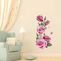 Wall Stickers | Wall Sticker for Living Room -Bedroom - Office - Kids Room - Hall - Home Decor | Stickers Yard Beautiful Rose Flower Wall Sticker (38X76)-image-52