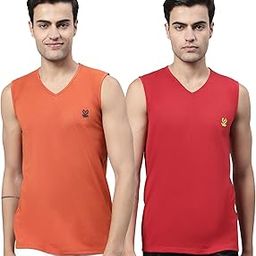 Regular Fit Cotton Solid Multicolor Gym Vest for Men (Pack of 2)-V_SL_RST_RED_02-XXL-image-76