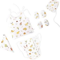 Honcho Baby - Essential Clothing Bundle Gift Set (6 Piece) for Newborn to 3 Months | Knot Jabla, Nappy, Cap, Booties, Mittens & Washcloth (Tiny Jungle Adventure, Newborn)-12