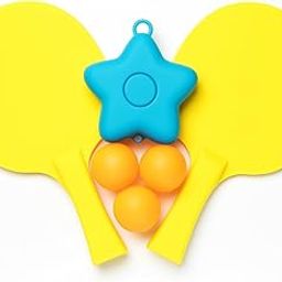 ThurstX Table Tennis Trainer Set with Auto-Rebound Star Holder, 3 Ping Pong Balls, Yellow Paddles-image-25