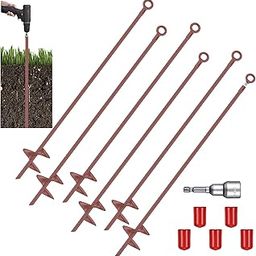 Lasnten 6 Pcs 30 Inch Ground Anchor Spiral Blade Heavy Duty Earth Anchor Kit Metal Anchor Hook Swing Set Wind Stakes Ideal for Securing Animals, Shelters, Tents, Canopies, Swing Sets (Brown)-image-79