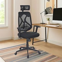 Nilkamal Verona High Back Mesh Office Chair with Headrest|Adjustable Height and Armrests|Adjustable Lumbar|Chair for Home, Desk, Study|Black-12