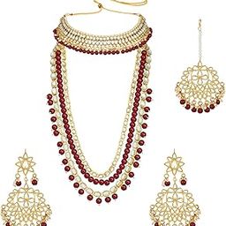 peora Indian Traditional Kundan Faux Pearl Studded Necklace Bridal Jewellery Set Gift for Women-picture-22
