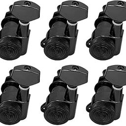ELBME Tuning Pegs, Black Professional Locking Guitar Tuners for Electric or Acoustic Guitars (Set of six Left Buttons)-image-23