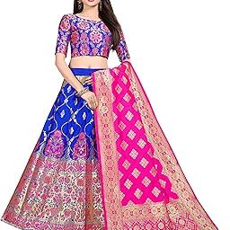 Women’s Banarasi Silk Semi-Stitched Lehenga Choli Dupatta Set-picture-46