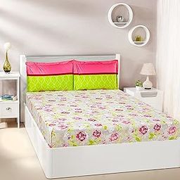Amazon Brand - Solimo Rose Bloom 144 TC Cotton Floral Double Bedsheet with 2 Complimentary Pillow Covers - Pink-image-17