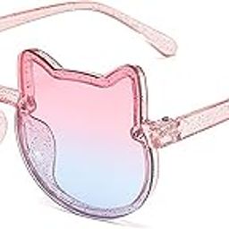 Kids Goggles, Modern Stylish Eyewears for Boy's and Girls, Colorful Cat Shape, Suitable for Age 3 to 8 Years (TransBlue&GrdientPink)-image-5