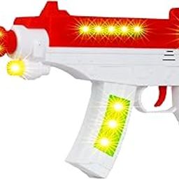 WISHKEY Plastic Musical Toy Gun for Kids, Sound Toy with Infrared Laser Light Effects, Pretend Play Vibrating Laser Gun Toy with Muzzle Movement, White, 4+ Years, (Pack of 1)-14