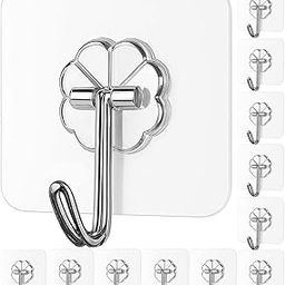 TerraToss PVC Wall Hooks [12 Pcs] | Heavy Duty Self Adhesive Hooks for Wall | Transparent Waterproof Wall Hooks for Bathroom, Kitchen, Door, Tile for Hanging Towels, Keys, Utensils-31