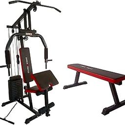 Zorex Home Gym Machine HGZ-1004 Multiple Muscle Workout Exercise Chest Biceps Shoulder Back Triceps Legs for Men Combo ZF-109 Heavy Duty Flat Weight Bench- Up to 400kg Capacity Utility Exercise Bench-0