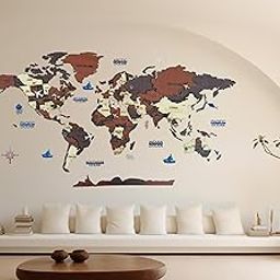 Elk Wooden 3D World Map Wall Decor - All country Names with Capital - Perfect Home and Wall Decor for Travel Enthusiasts-image-4