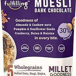 Fulfilling Chocolate Muesli- Tasty & Healthy Breakfast Cereal 700g, Dry fruit & Nuts, Omega 3 rich Pumpkin & Sunflower Seeds + Cranberry | Rolled Oats + Millet Flakes | Vegan-picture-28