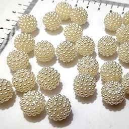 Get-Set-Go! 100 PCS | 14MM Big Size | Creamy White Color Dotted Pearl/Fruit Ball Beads/Moti Angura Beads for Jewelry Making, Arts & Crafts & Decoratives (14mm-CreamyWhite)-image-28