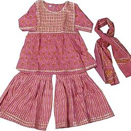 Kids Baby Girl Kurti Sharara Set 6 Months–8 Years | Premium Taj Cotton Ethnic Wear | Lightweight Traditional Dress | New Born Baby Dress | Baby Girls Salwar Frock Suit Red-image-34