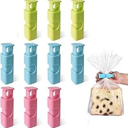 CELLEBII® Squeeze Bread Bag Clips, Bag Cinches, Bagel Bag Clips, Slip Grip Easy Squeeze & Lock, Assorted Color, 10 Pack-image-40