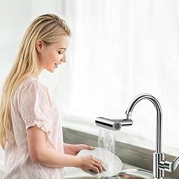 EXPORTTANZA 4 In 1 Waterfall Kitchen Faucet,360°Swivel Faucet Extender For Kitchen Sink,Splash-Proof Kitchen Faucet Head Replacement,High Arc Sink Faucet Suitable For Washing-20