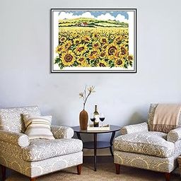 LOOM TREE Sunflower Printed Pre-printed Stamped Cross Stitch Kit Needlework DIY Craft Needlecrafts & Yarn | Embroidery & Cross Stitch | Hand Embroidery Kits | Cross Stitch Kits-image-2