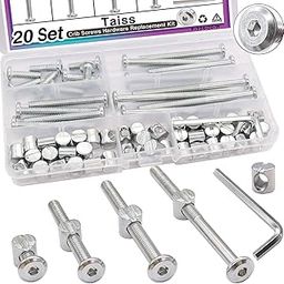 Taiss 20 Set Crib Screws M6x20mm/40mm/60mm/80mm Baby Bed Crib Screws Hardware Replacement Kit,Bunk Bed Bolts Hex Socket Cap Screws Bolt with Barrel Nuts/Wrenches for Beds Furniture Headboards-image-39