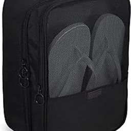 2 Layers Shoe Bags for Travel with Trolley Sleeve Portable Shoe Storage Pouch Shoe Packing Cubes with Structure, ClassicBlack, Normal-image-97