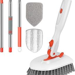 SetSail Floor Scrub Brush, 3-In-1 Tile Tub Floor Scrubber with 52-inch Adjustable Long Handle Shower Cleaner Brush and 3 Detachable Replacement Brush Heads for Cleaning Bathroom Kitchen Walls Tub Tile-image-53