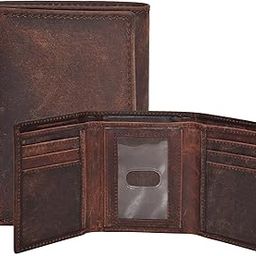 Real Leather Trifold Wallet for Men - RFID Wallets Slim 9 Credit Card Holder 2 ID Compartment Gift For Men, Vintage Brown-No Box, Trifold-picture-39