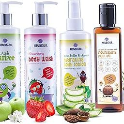 Coconut Hair Oil, Body wash, Butter Body Lotion, Green Apple Shampoo Complete Skin and Hair Care Baby Products, Travel Kit, Gift Set for Kid's Pack of 4 (Age: 5 Years to 12 Years)-3