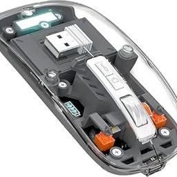 atdaraz Wireless Transparent Mouse, Bluetooth Mouse Rechargeale, Power Display,DPI,Shortcut, Bluetooth5.1 + 2.4GHz 2in1 Receiver(USB) - Gray-image-13