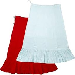 Belizs Women Combo Pure Cotton Saree Shapewear Petticoat, Saree Shapewear for Women, Shapewear Dress for Women (Pack of 2) (in, Alpha, 2XL, Red & Off White)-picture-16