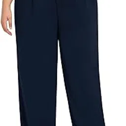 wild u Women Plus Size Trouser | Stretchable High Waist | Formal Office Wear | Wide Leg Pant 8XL (Blue)-picture-7
