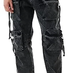 snitch Men Cargo Pants | Baggy Fit with Multiple Utility Pockets & Turned-Up Cuffs | Cotton Blend Fabric for Streetwear & Casual Outings-picture-33