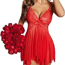 Womens Sleeveless Babydoll Lingerie Set for Women/Babydoll Nighty for Honeymoon with G-String-image-24