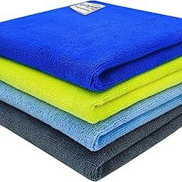 SOFTSPUN Microfiber Cloth - 4 pcs - 40x40 cms - 340 GSM Multicolor! Thick Lint & Streak-Free Multipurpose Cloths - Automotive Microfibre Towels for Car Bike Cleaning Polishing Washing & Detailing.…-9