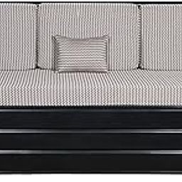 IK Traders Metal 3-Person Sofa Cum Bed with Hydraulic Storage Cotton Fabric Washable Cover - (Black & White Pattern) King Size (6 X 6) by- IK Traders-image-14