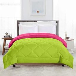 SHUBH BELLA Reversible Cotton Comforter for Double Bed | 90x100 Inches | Ultra Soft Double Bed Duvet | All-Weather AC Blanket | AC Comforter Double Bed (Paroot Green&Pink)-10