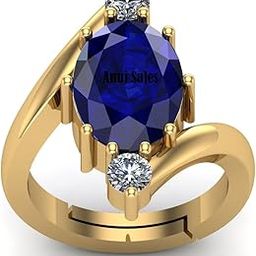6.25 Ratti 5.25 Certified Original Blue Sapphire Gold Plated Ring Panchdhatu Adjustable Neelam Ring for Men & Women by Lab Certified-image-47