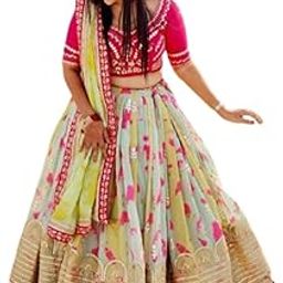 Women's Georgette weddinds weddinds Lehenga (SF-ver9no Tourquise1 Free Size)-image-3