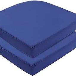 Topotdor Outdoor Chair Cushions for Patio Furniture, Waterproof Patio Chair Cushions Set of 2, Indoor/Outdoor Round Corner Chair Seat Cushion with Ties, 17"x16"x2", Blue-image-71