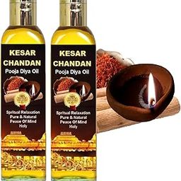 Pack of 2 Kesar Chandan Diya Oil for Puja Pure & Natural for Spiritual Fragrance Smokeless Deepam & Pooja Oil Saffron & Sandalwood 200 Ml-image-74