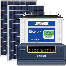 Luminous Solar Combo for Home, Office & Shop | NXG+ 1450 Inverter, LPTT 12150H Battery & 170W Solar Panel (2 Units) | Off-Grid Power Backup System, Blue-32