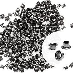 Bhavya Enterprises Grommet Eyelet Hole Rivets, Set of 100 | 3MM Hole Round Metal | Craft DIY| Self-Backing Eyelet | Scrapbooking Shoes (Gunmetal)-17