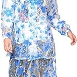 Transparent Pinted Raincoat for Womens|Girl's with Skart (Blue)-image-51