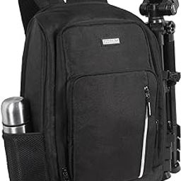 Camera Backpack Waterproof Camera Bag | Large Capacity Camera Case with 15 Inch Laptop Compartment & Rain Cover | for Photographer carrying DSLR SLR Cameras Lens Tripods-17
