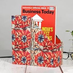 Indha Orange Colour Single Compartment Multi Utility Table Top Magazine/Books Holder/Newspaper Holder-27