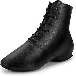 Jazz Boots Dance Shoes Split Sole Jazz Shoes Leather Dancing Shoes for Men Women,Black-16