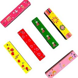 Wooden Musical Harmonica/ Mouth Organ Set for Kids, Pack of 6, Colourful and Cute Design Patterns, Colour and Print May be Vary-image-95