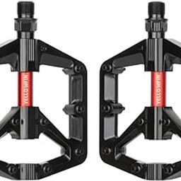 Aluminium Alloy Double DU Bearing Light Weight Bicycle Pedals with reflectors & Wide Platform, 20 Anti-Skid pins for Road Mountain BMX MTB Bike-image-14