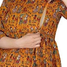 Women's Rajasthani Print Rayon Maternity Gown Feeding Kurti – Comfortable & Stylish for New Moms-image-79