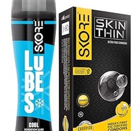 Skore Skin Thin Condoms 10s and Cool Lubes 50 ml-48